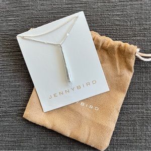 Jenny Bird Leana Double Chain Silver Teardrop Drop Dangle Pendant Necklace